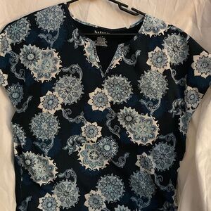Van Heusen Women's Dark and Light Blue Patterned Blouse